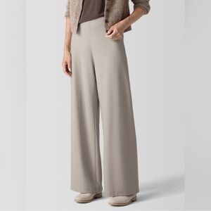 NWOT Eileen Fisher felted wool jersey wide-leg Long Pant Regenerative Wool Dove